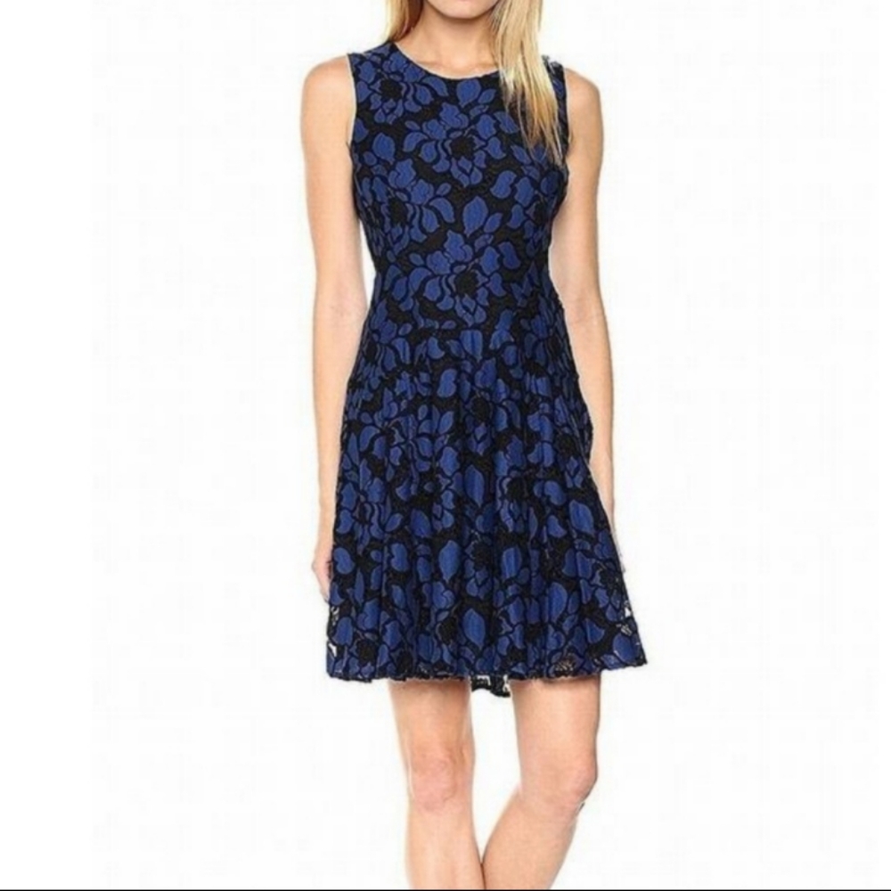 Tommy Hilfiger Blue Floral Lace Sleeveless Midi Dress Size 2